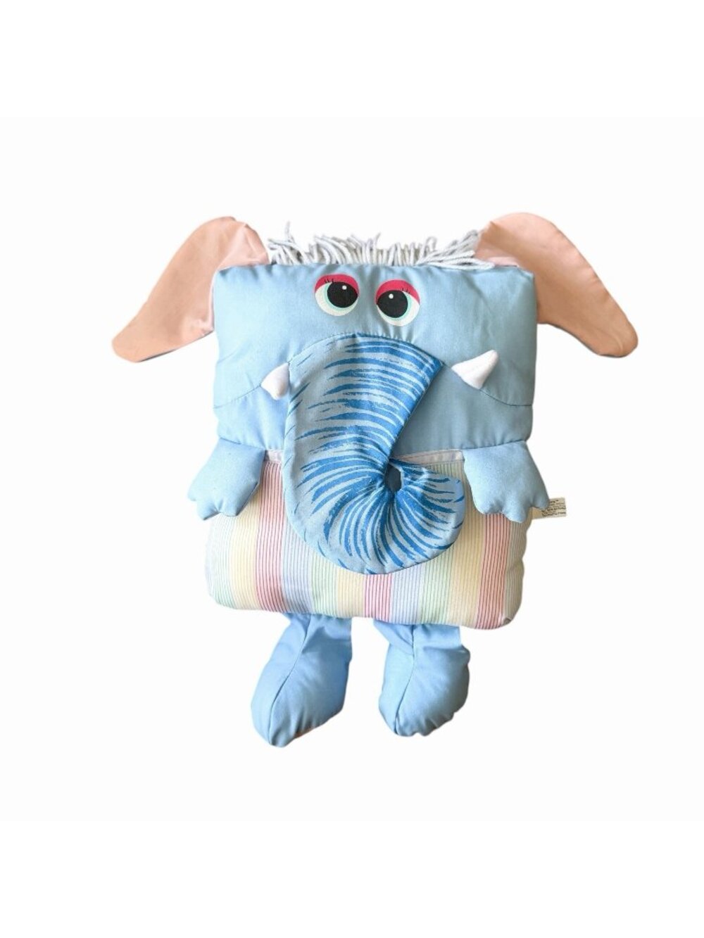 Vintage Plumppets Blue Elephant Plush Toy Stuffed Animal Rainbow Pillow Plush